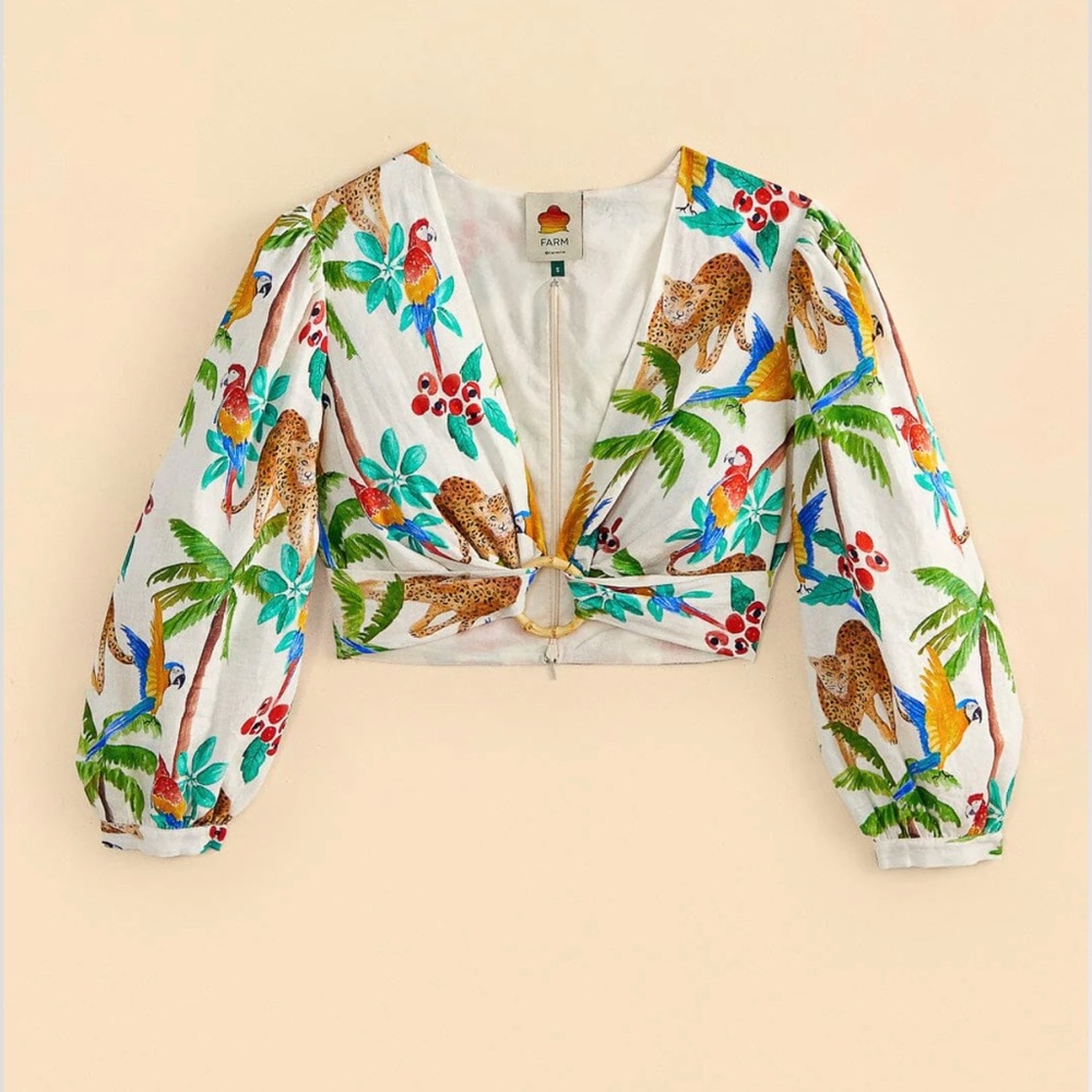 FARM Rio Multicolor Tropical Print Crop Top - Picture 9 of 9